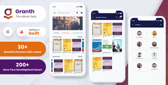 iOS Ebook App Swift 4 + Admin Panel | Granth | Iqonic Design