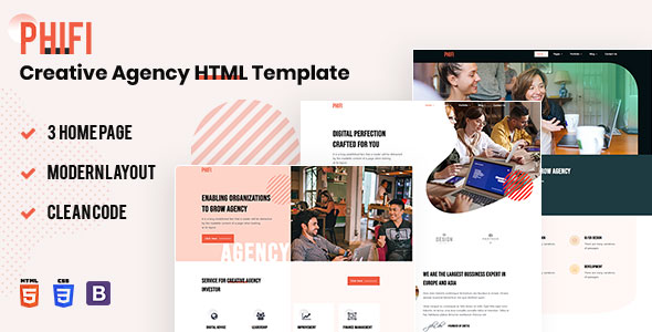 Creative Agency HTML Template Free | Phifi | Iqonic Design