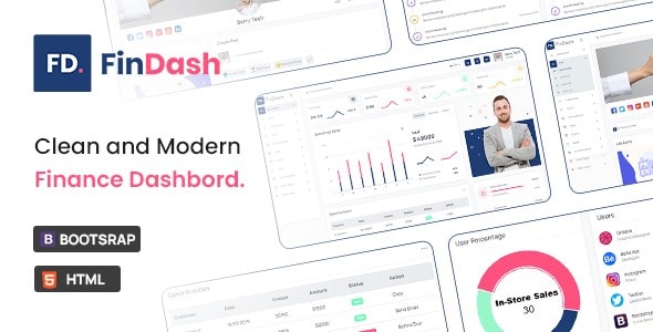 Free HTML Finance Sales Dashboard | FinDash Lite | Iqonic Design