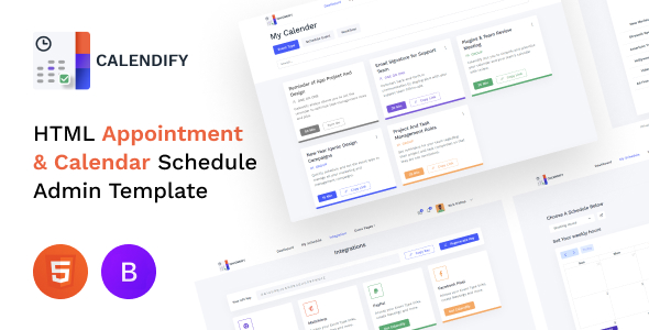 Free HTML Appointment and Calendar Schedule Admin Template | Calendify Lite | Iqonic Design