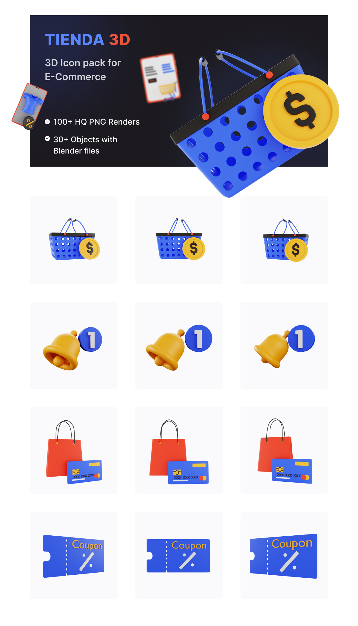 Tienda Pro | 3D Icon Pack for E-commerce Stores | Iqonic Design