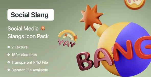 3D social media Slangs Icon Pack | Social Slang 3D Pro | Iqonic Design