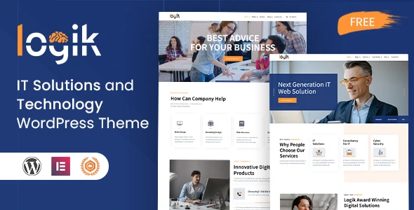 Best Free WordPress theme for IT Solutions and Technology | Logik Lite | Iqonic Design