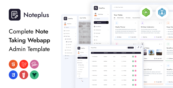 Free Note Taking HTML Admin Template | Noteplus Lite | Iqonic Design