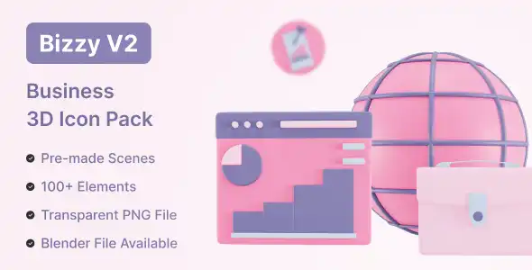 Premium 3D Business Icon Pack | Bizzy V2 Pro | Iqonic Design