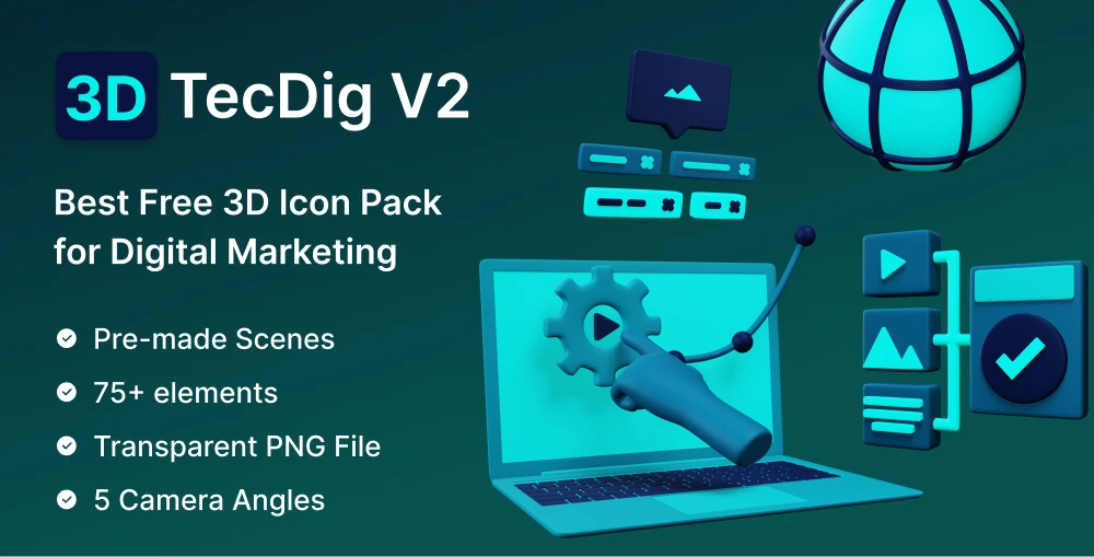 TecDig V2 - Free 3D illustrations for Digital Marketing