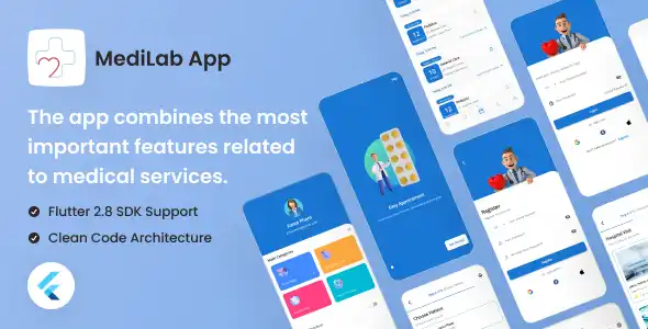 Medi Lab App | Medical Services Flutter UI Kit Free | Iqonic Design