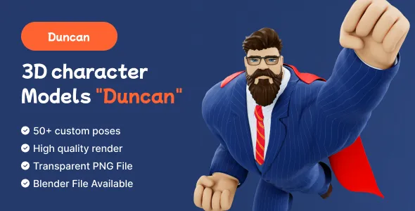 3D Character Models | Duncan 3D Pro | Iqonic Design