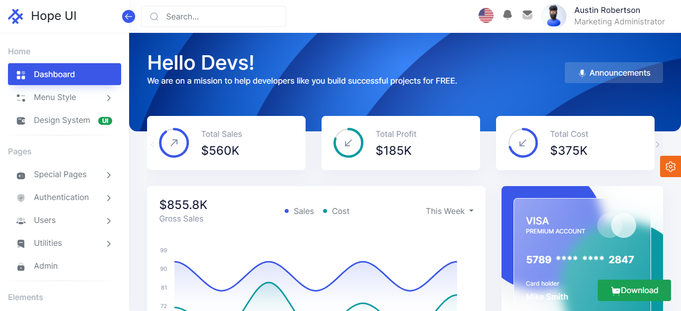 Best Free Open Source Dashboard UI Kit and Template | Hope UI | Iqonic Design