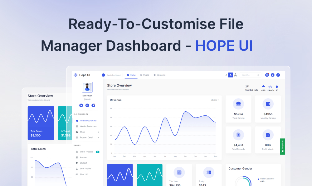 Ready-To-Customise File Manager Dashboard - HOPE UI | Iqonic Design