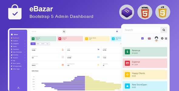 Bootstrap Admin Dashboard Template ebazar