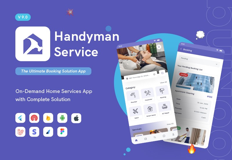 Handyman Service – Flutter On-Demand Home Services App with Complete Solution | Iqonic Design