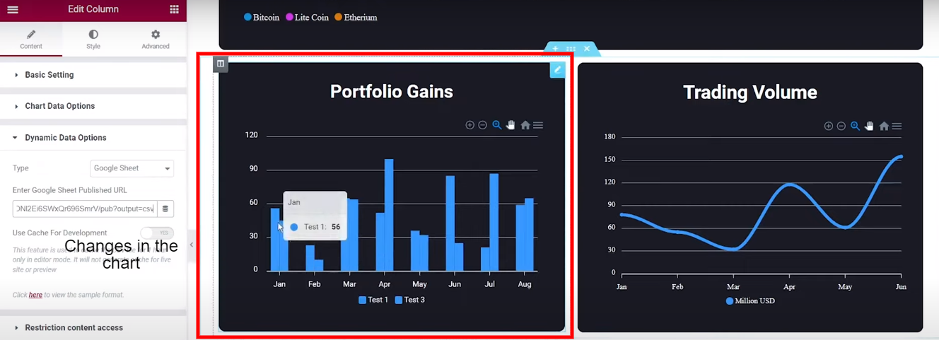 Column Chart from Google Sheet Data | WordPress Chart Plugin | Graphina | Iqonic Design