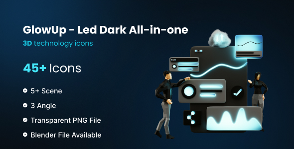 Glowup PRO - 3D LED Dark Technology UI Elements | Iqonic Design