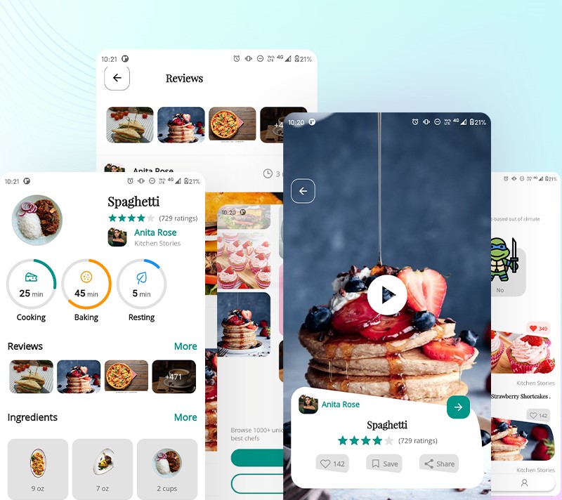 Recipe and cooking -Flutter App UI Kit | Prokit | Iqonic Design