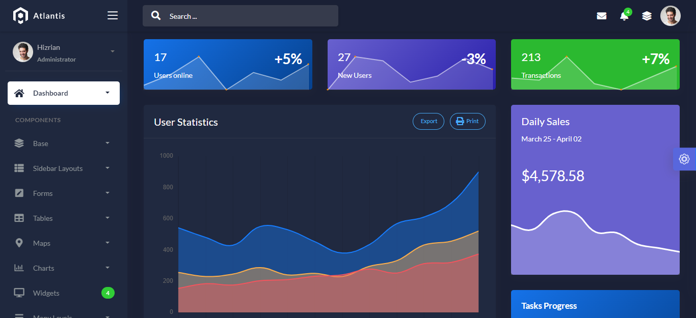  Atlantis - Bootstrap 4 Admin Template 