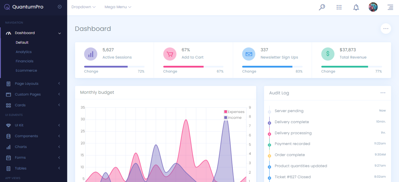 Quantum - Bootstrap 4 Dashboard & UI Kit