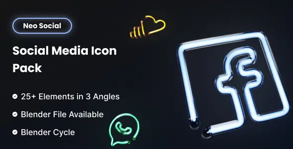 Social Media 3D Icons Pack | Neo Social 3D | Iqonic Design