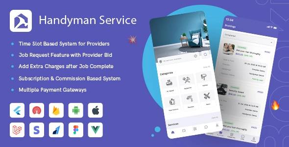 Handyman App - Handyman service flutter app | Iqonic Design