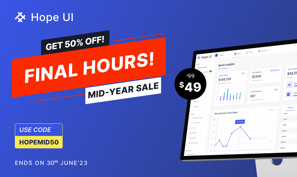 50% Off On Hope UI Is Back Again With Iqonic's Mid-Year Sale Final Hours!