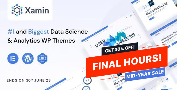 Mid-Year Sale 2023 Xamin - Data science and Analytics SaaS WordPress theme