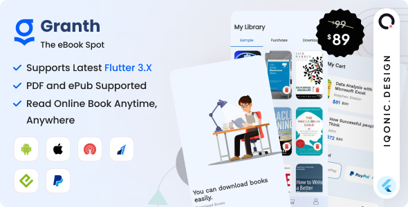 Granth - Flutter eBook App + Admin Panel